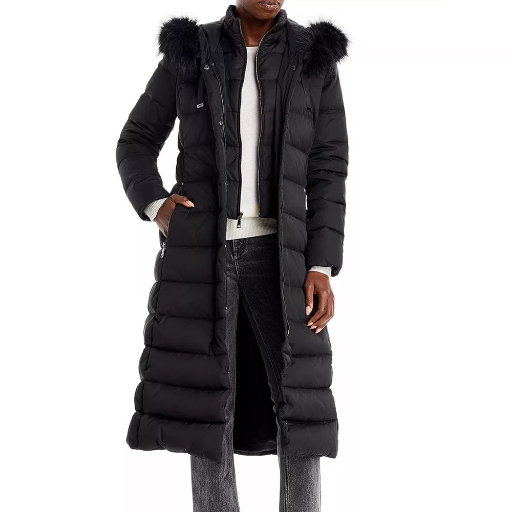 BRAND NEW Tahari Faux Fur Hooded Long Puffer Coat